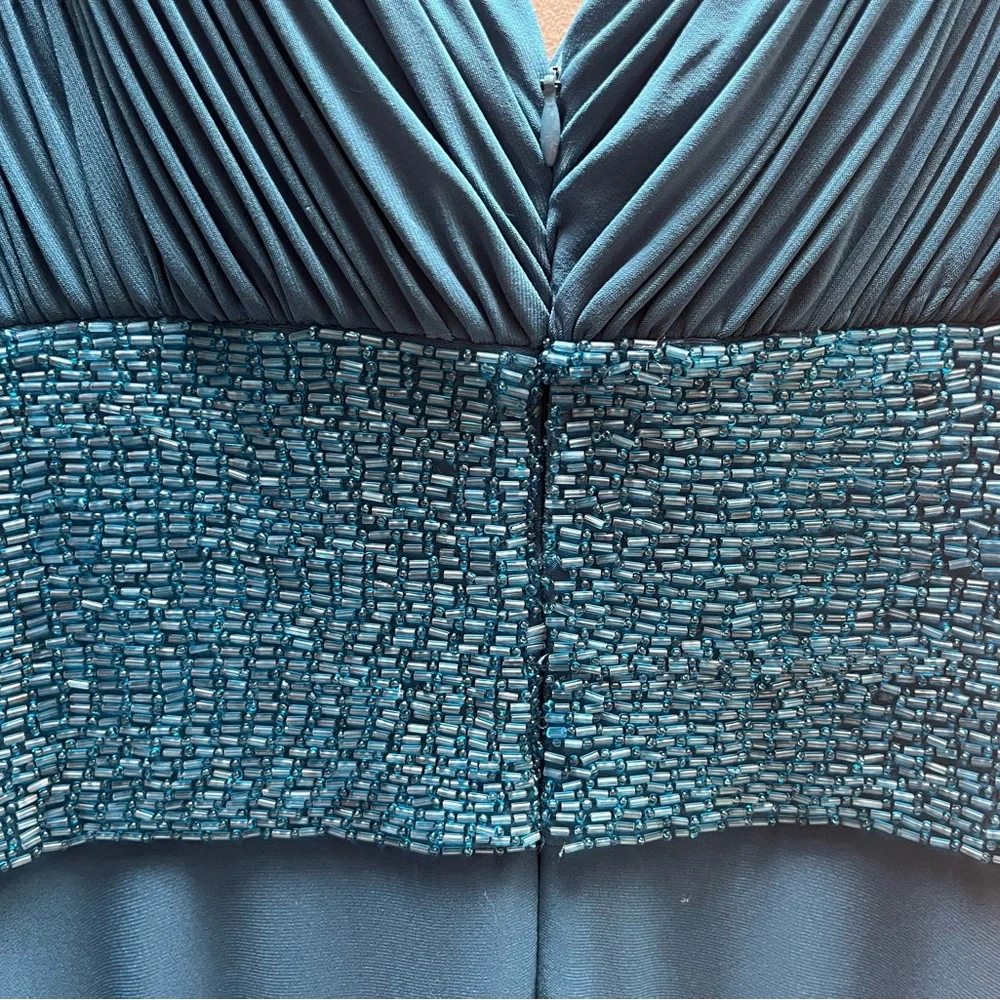 NWT deep turquoise blue formal beaded dress. Back zipper closure with hook. - Picture 3 of 7